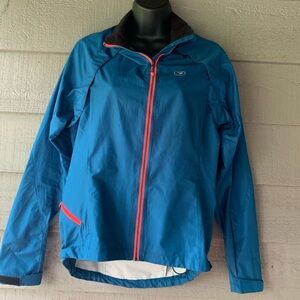 Women’s Blue Convertible Cycling Jacket Windbreaker Nylon FullZip Reflective szM